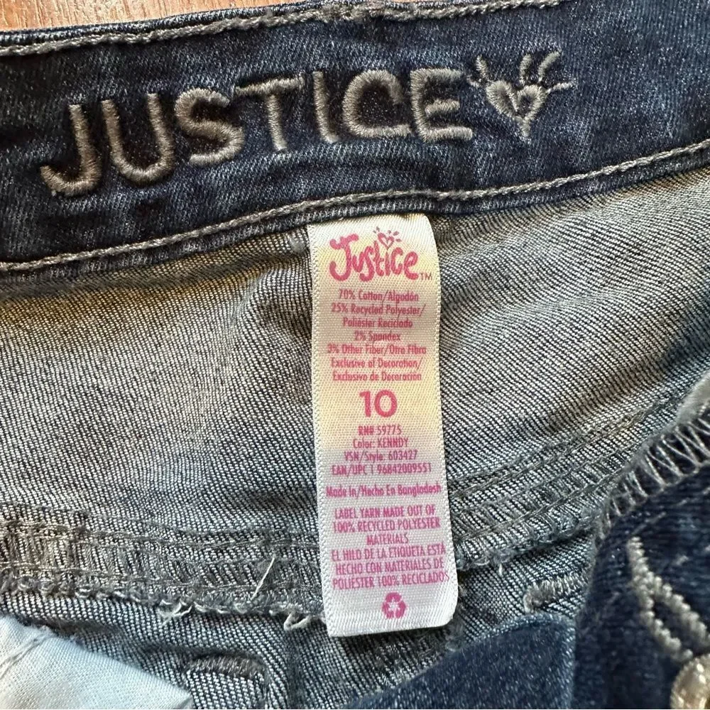 Justice Denim Jean Shorts Distressed Ripped | Girls Size 10